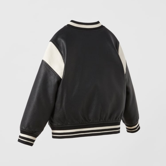 ❌️SOLD❌️ZARA KIDS FAUX LEATHER BOMBER JACKET SIZE 6 - Picture 4 of 8